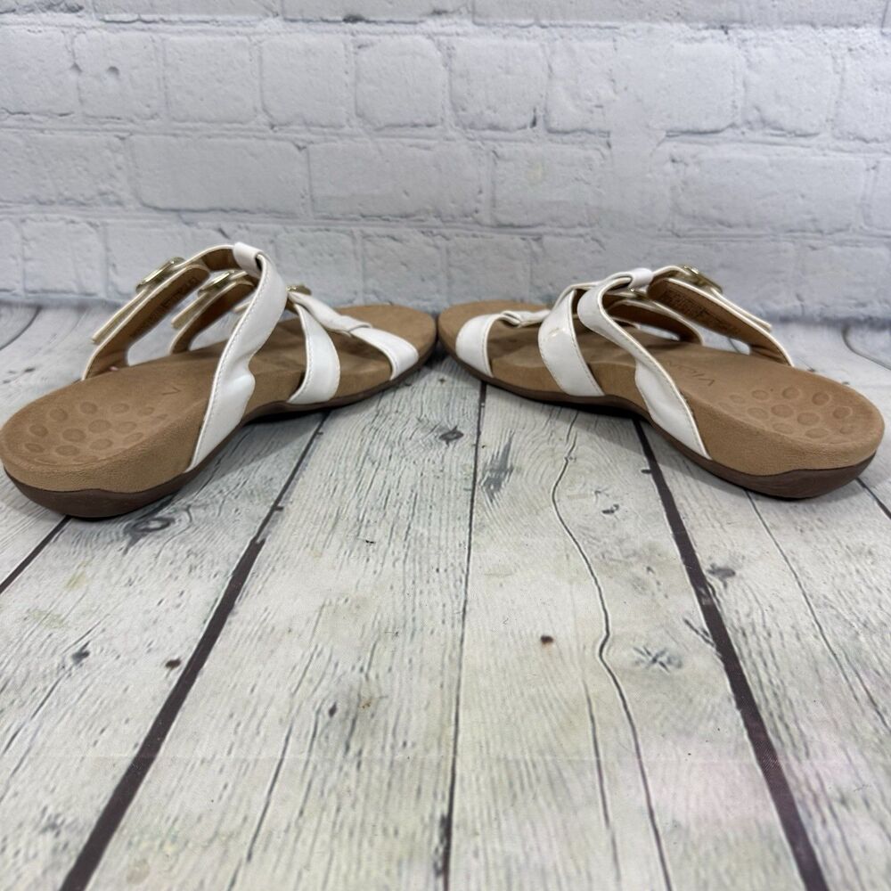 Vionic Sandals Size 7 White Strap Buckle Comfort Footbed Minimalist Coastal - Picture 6 of 13